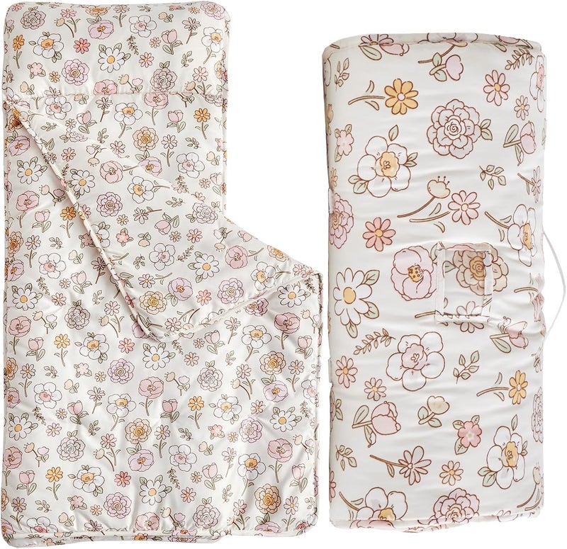 DuShow Toddler Nap Mat with Removable Pillow,Ultra Soft Slumber Bags for Girls,Kids Sleeping Bags with Roll Up Design, Perfect for Preschool,Daycare,Kindergarten - Image 1